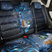 Aotearoa Matariki Back Car Seat Cover Maori Tribal with Silver Fern and Tui Bird Galaxy Style - Polynesian Pride