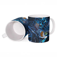 Aotearoa Matariki Ceramic Mug Maori Tribal with Silver Fern and Tui Bird Galaxy Style - Polynesian Pride