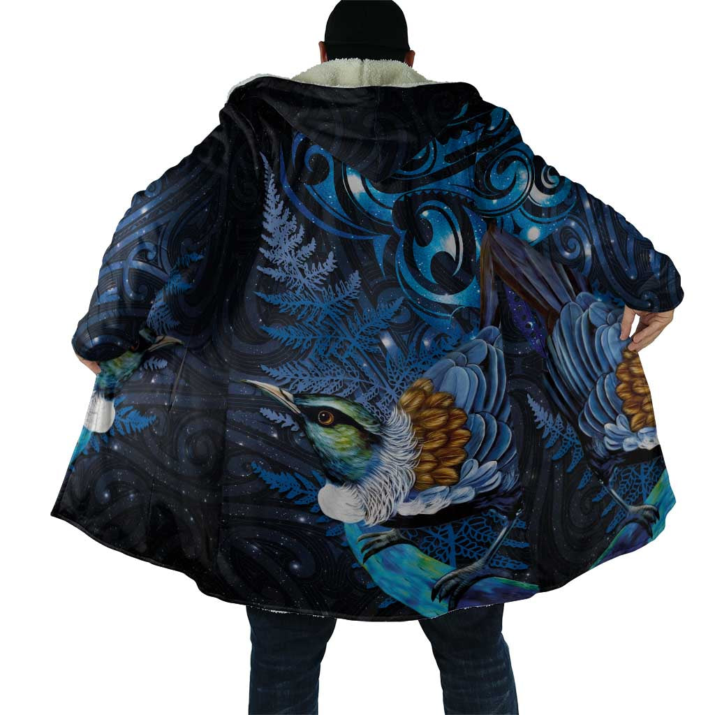 Aotearoa Matariki Cloak Maori Tribal with Silver Fern and Tui Bird Galaxy Style - Polynesian Pride