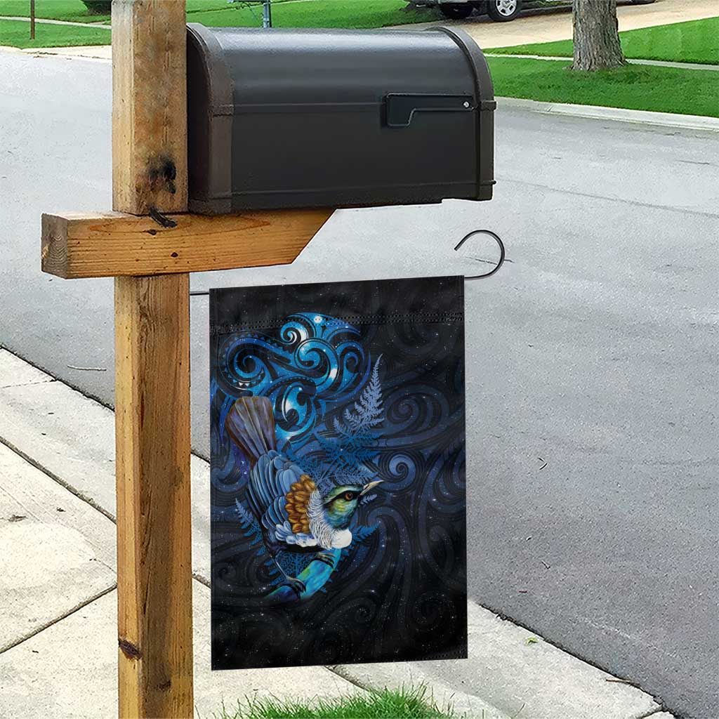 Aotearoa Matariki Garden Flag Maori Tribal with Silver Fern and Tui Bird Galaxy Style - Polynesian Pride