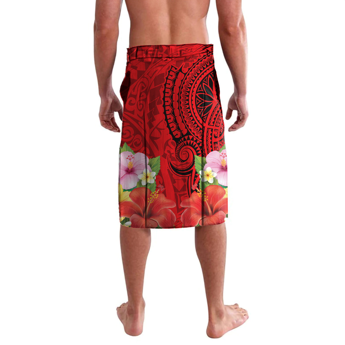 Personalised Hawaii Valentine Day Lavalava Couple Love Heart mix Hibiscus and Polynesian Tattoo LT03 - Polynesian Pride