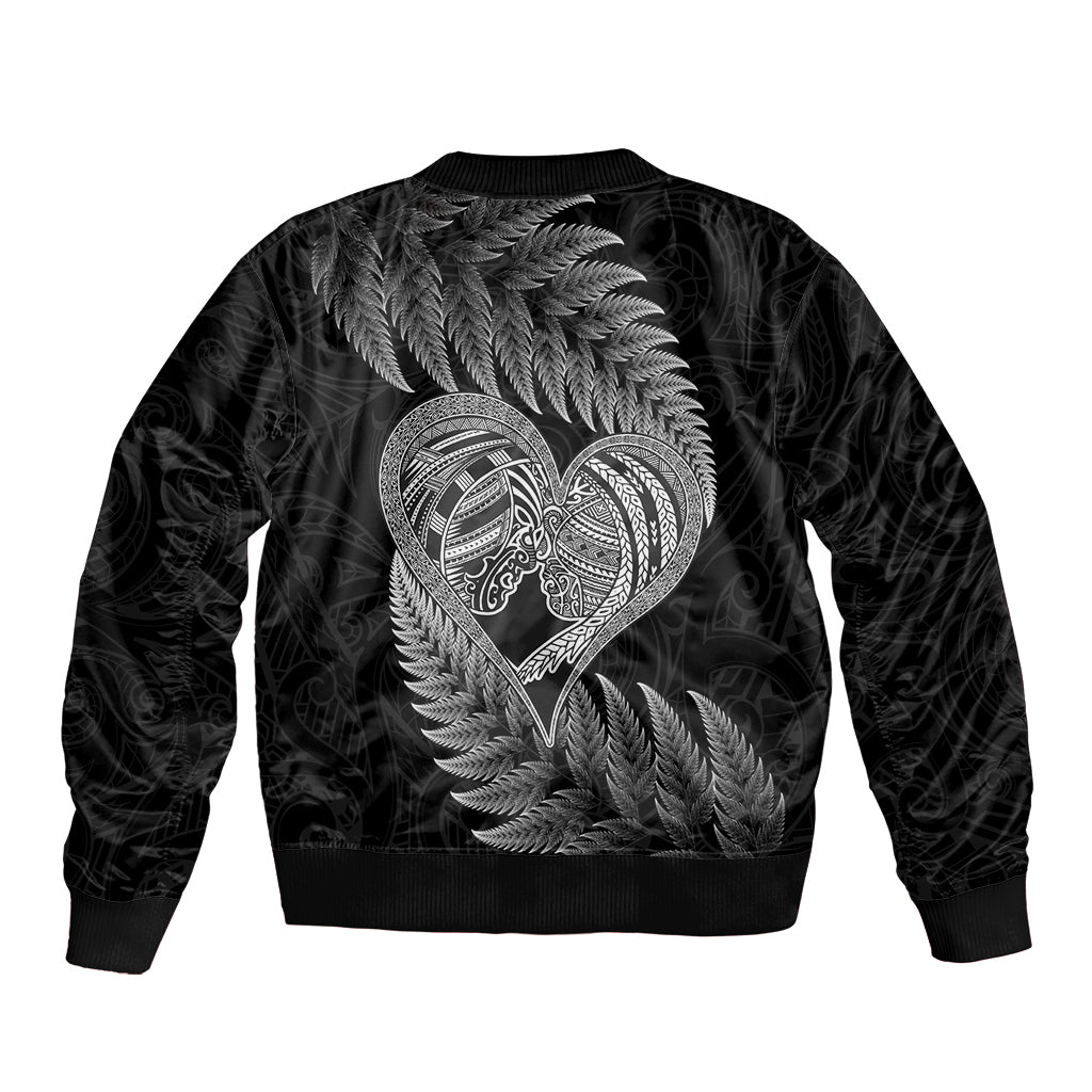 New Zealand Valentine Day Bomber Jacket Aotearoa Warrior and Woman Love Heart Maori Pattern LT03 - Polynesian Pride