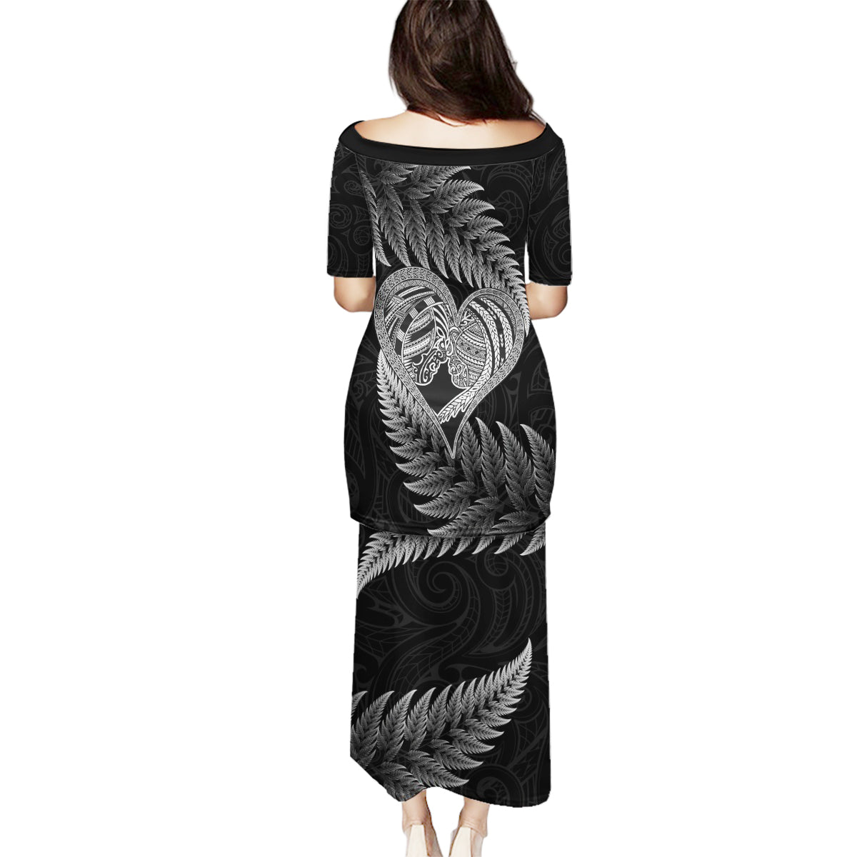 New Zealand Valentine Day Family Matching Puletasi and Hawaiian Shirt Aotearoa Warrior and Woman Love Heart Maori Pattern LT03 - Polynesian Pride