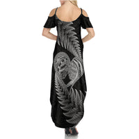 New Zealand Valentine Day Summer Maxi Dress Aotearoa Warrior and Woman Love Heart Maori Pattern LT03 - Polynesian Pride
