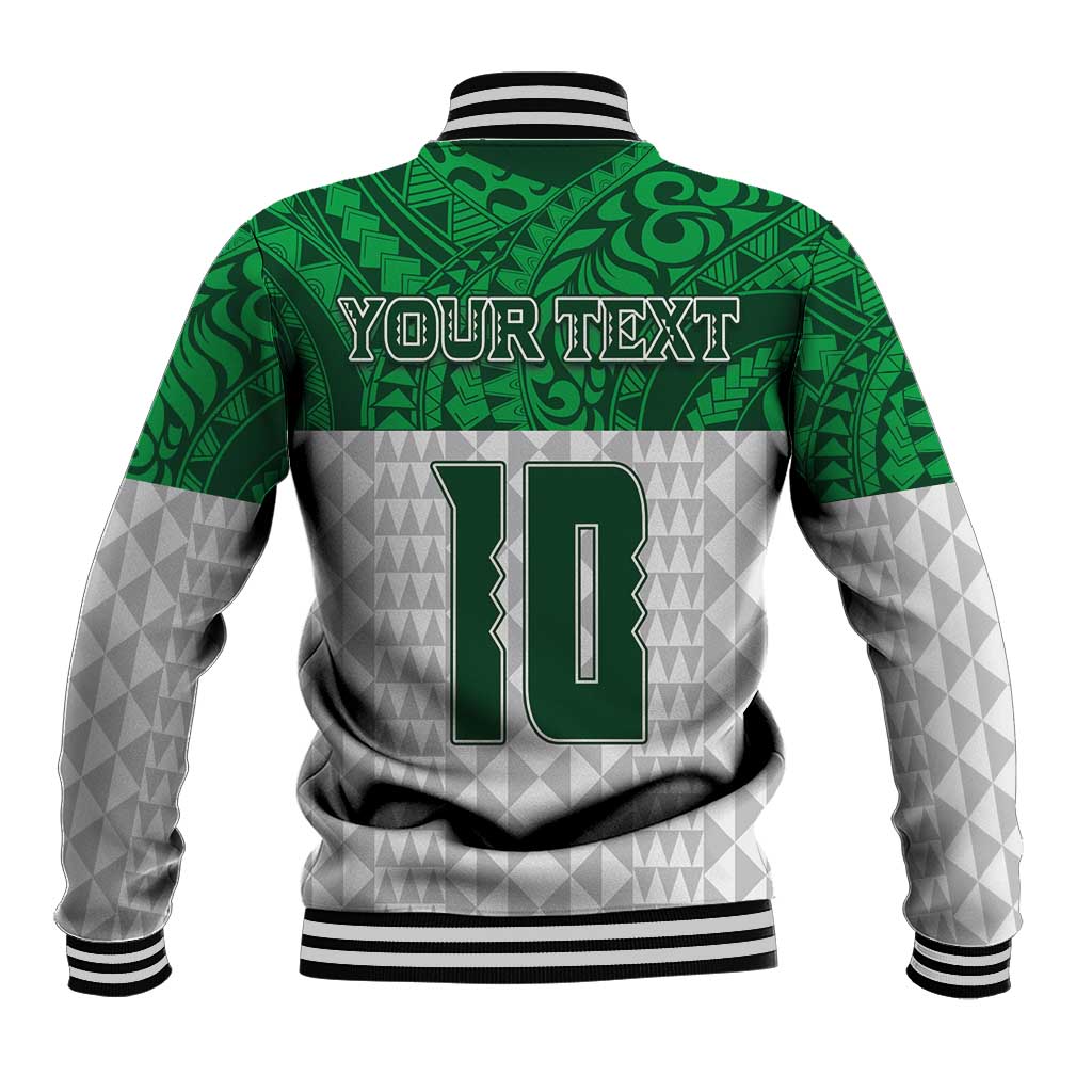 Custom Hawaii Volleyball-Kakau Motif Green Color Baseball Jacket