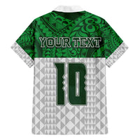 Custom Hawaii Volleyball-Kakau Motif Green Color Family Matching Long Sleeve Bodycon Dress and Hawaiian Shirt