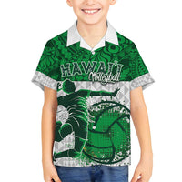 Custom Hawaii Volleyball-Kakau Motif Green Color Family Matching Long Sleeve Bodycon Dress and Hawaiian Shirt
