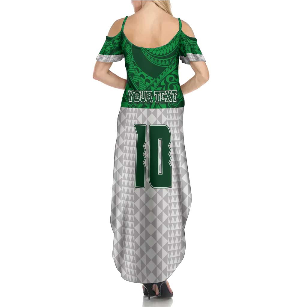 Custom Hawaii Volleyball-Kakau Motif Green Color Summer Maxi Dress