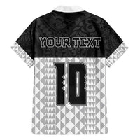 Custom Hawaii Volleyball-Kakau Motif Grayscale Color Family Matching Long Sleeve Bodycon Dress and Hawaiian Shirt