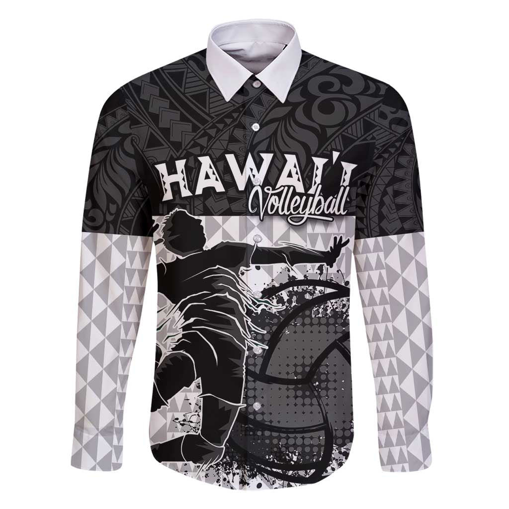 Custom Hawaii Volleyball-Kakau Motif Grayscale Color Family Matching Mermaid Dress and Hawaiian Shirt
