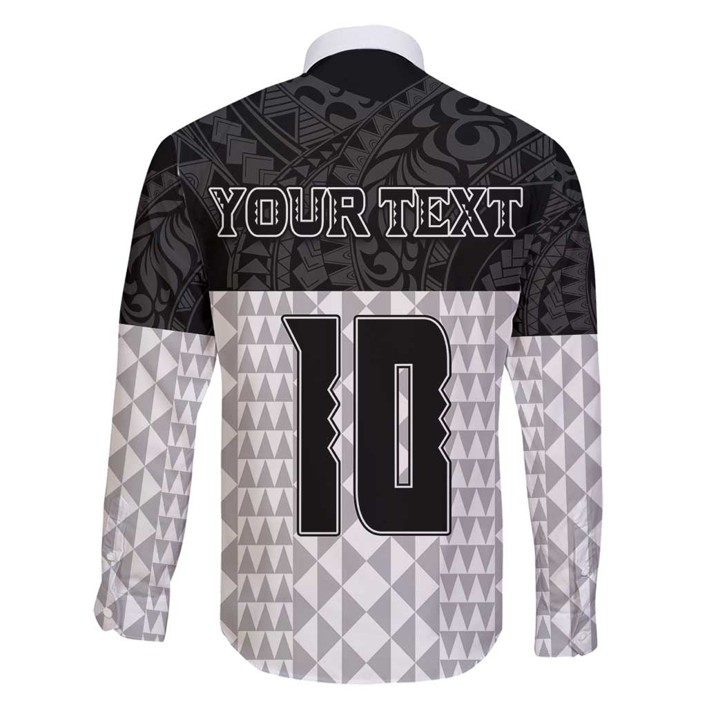 Custom Hawaii Volleyball-Kakau Motif Grayscale Color Family Matching Off Shoulder Short Dress and Hawaiian Shirt