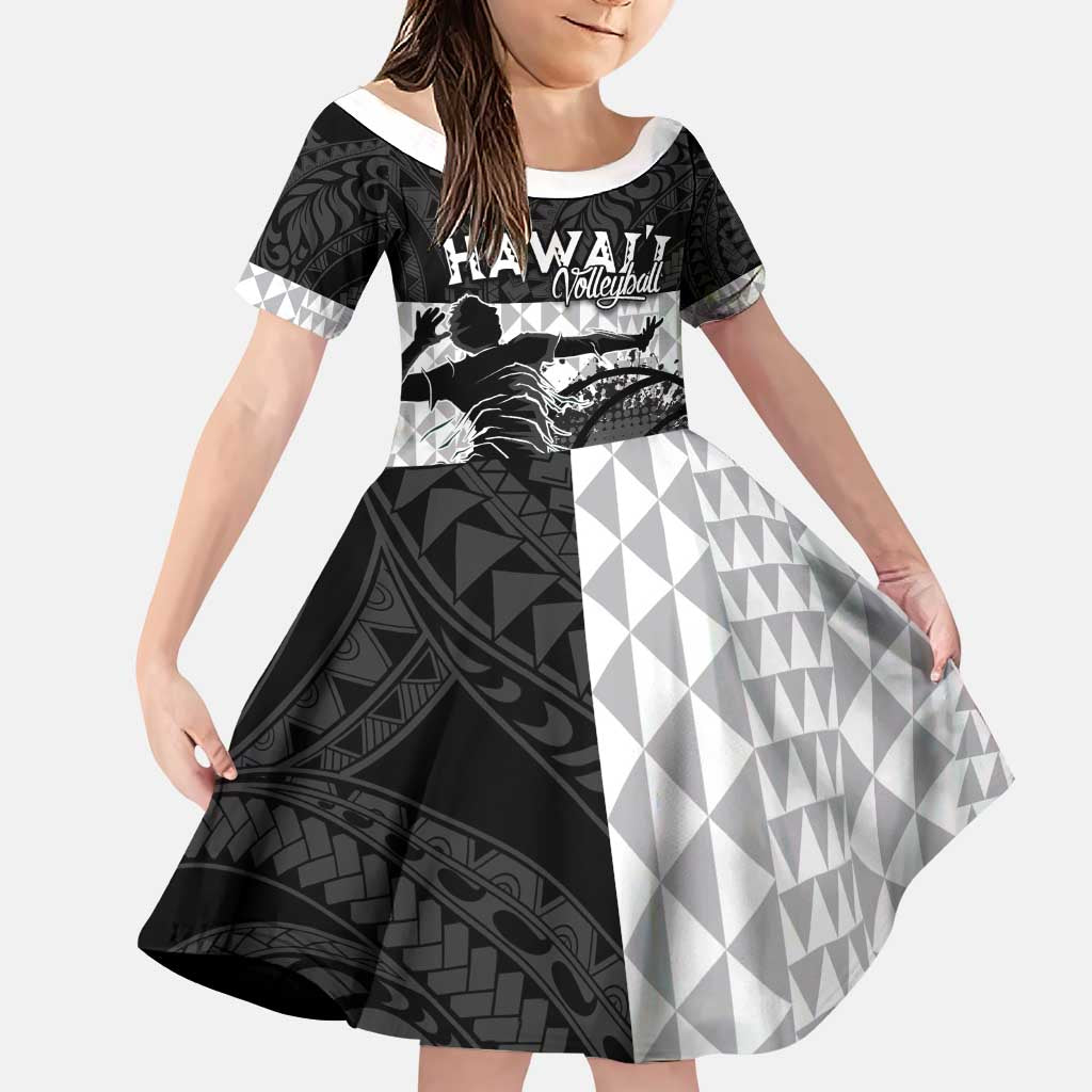 Custom Hawaii Volleyball-Kakau Motif Grayscale Color Family Matching Puletasi and Hawaiian Shirt
