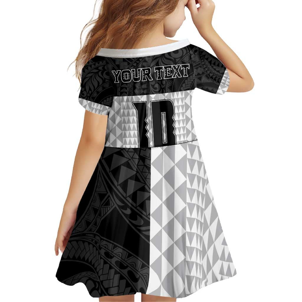 Custom Hawaii Volleyball-Kakau Motif Grayscale Color Family Matching Puletasi and Hawaiian Shirt