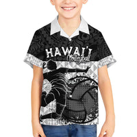 Custom Hawaii Volleyball-Kakau Motif Grayscale Color Family Matching Short Sleeve Bodycon Dress and Hawaiian Shirt