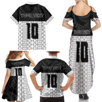 Custom Hawaii Volleyball-Kakau Motif Grayscale Color Family Matching Summer Maxi Dress and Hawaiian Shirt