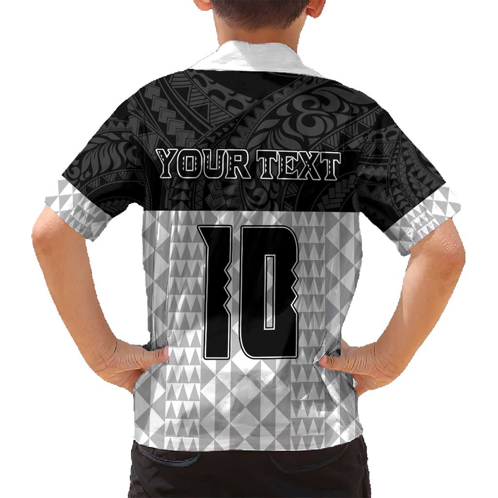 Custom Hawaii Volleyball-Kakau Motif Grayscale Color Family Matching Tank Maxi Dress and Hawaiian Shirt