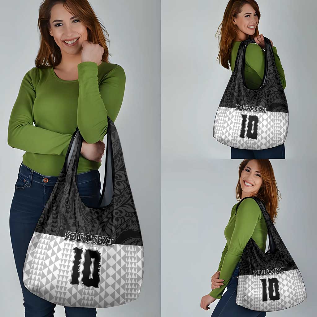Custom Hawaii Volleyball-Kakau Motif Grayscale Color Grocery Bag LT03 - Polynesian Pride