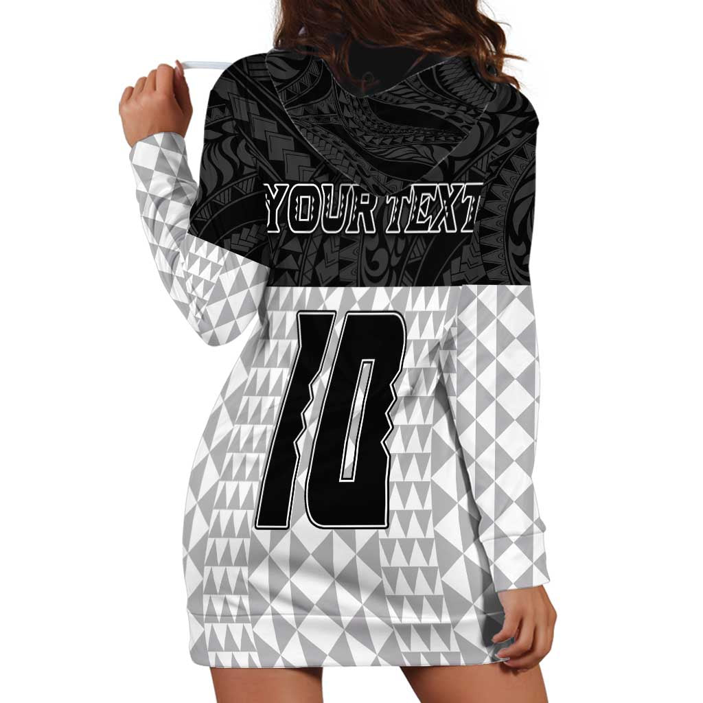 Custom Hawaii Volleyball-Kakau Motif Grayscale Color Hoodie Dress