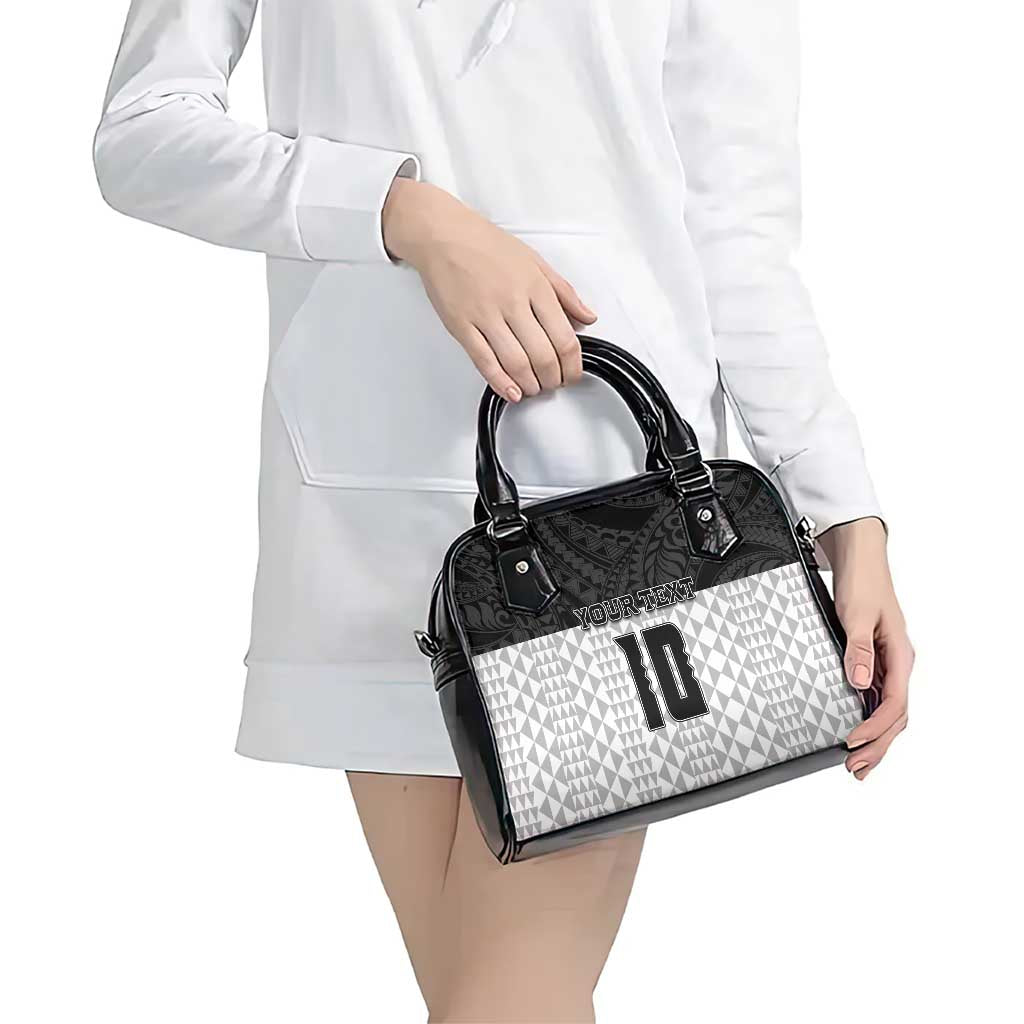 Custom Hawaii Volleyball-Kakau Motif Grayscale Color Shoulder Handbag
