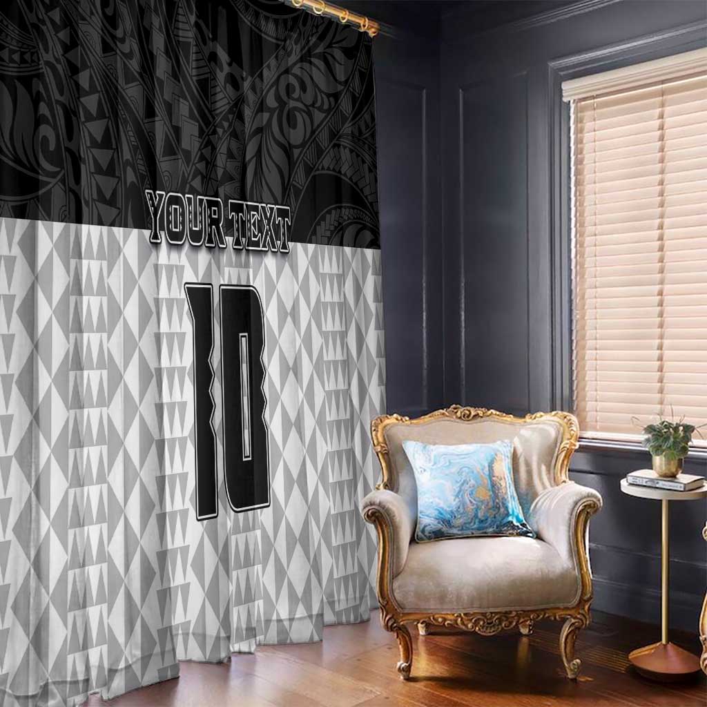 Custom Hawaii Volleyball-Kakau Motif Grayscale Color Window Curtain