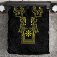 Philippines Barong Style Bedding Set with Polynesian Art and Leaf Motif Black-Gold Color LT03 Black - Polynesian Pride