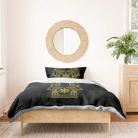 Philippines Barong Style Bedding Set with Polynesian Art and Leaf Motif Black-Gold Color LT03 - Polynesian Pride