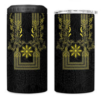 Philippines Barong Style 4 in 1 Can Cooler Tumbler with Polynesian Art and Leaf Motif Black-Gold Color LT03 One Size: 16 oz Black - Polynesian Pride