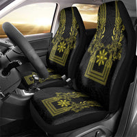Philippines Barong Style Car Seat Cover with Polynesian Art and Leaf Motif Black-Gold Color LT03 - Polynesian Pride