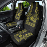 Philippines Barong Style Car Seat Cover with Polynesian Art and Leaf Motif Black-Gold Color LT03 - Polynesian Pride