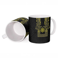 Philippines Barong Style Ceramic Mug with Polynesian Art and Leaf Motif Black-Gold Color LT03 - Polynesian Pride