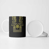 Philippines Barong Style Ceramic Mug with Polynesian Art and Leaf Motif Black-Gold Color LT03 - Polynesian Pride