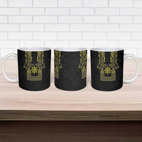 Philippines Barong Style Ceramic Mug with Polynesian Art and Leaf Motif Black-Gold Color LT03 - Polynesian Pride
