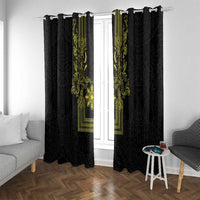 Philippines Barong Style Window Curtain with Polynesian Art and Leaf Motif Black-Gold Color LT03 With Grommets Black - Polynesian Pride