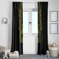 Philippines Barong Style Window Curtain with Polynesian Art and Leaf Motif Black-Gold Color LT03 - Polynesian Pride