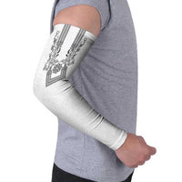 Philippines Barong Style Arm Sleeves with Polynesian Art and Leaf Motif Black-White Color