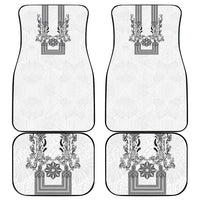 Philippines Barong Style Car Mats with Polynesian Art and Leaf Motif Black-White Color