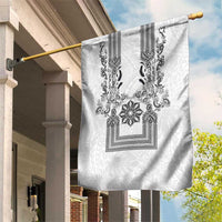Philippines Barong Style Garden Flag with Polynesian Art and Leaf Motif Black-White Color LT03 House Flag White - Polynesian Pride