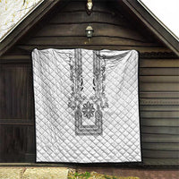 Philippines Barong Style Quilt with Polynesian Art and Leaf Motif Black-White Color LT03 - Polynesian Pride