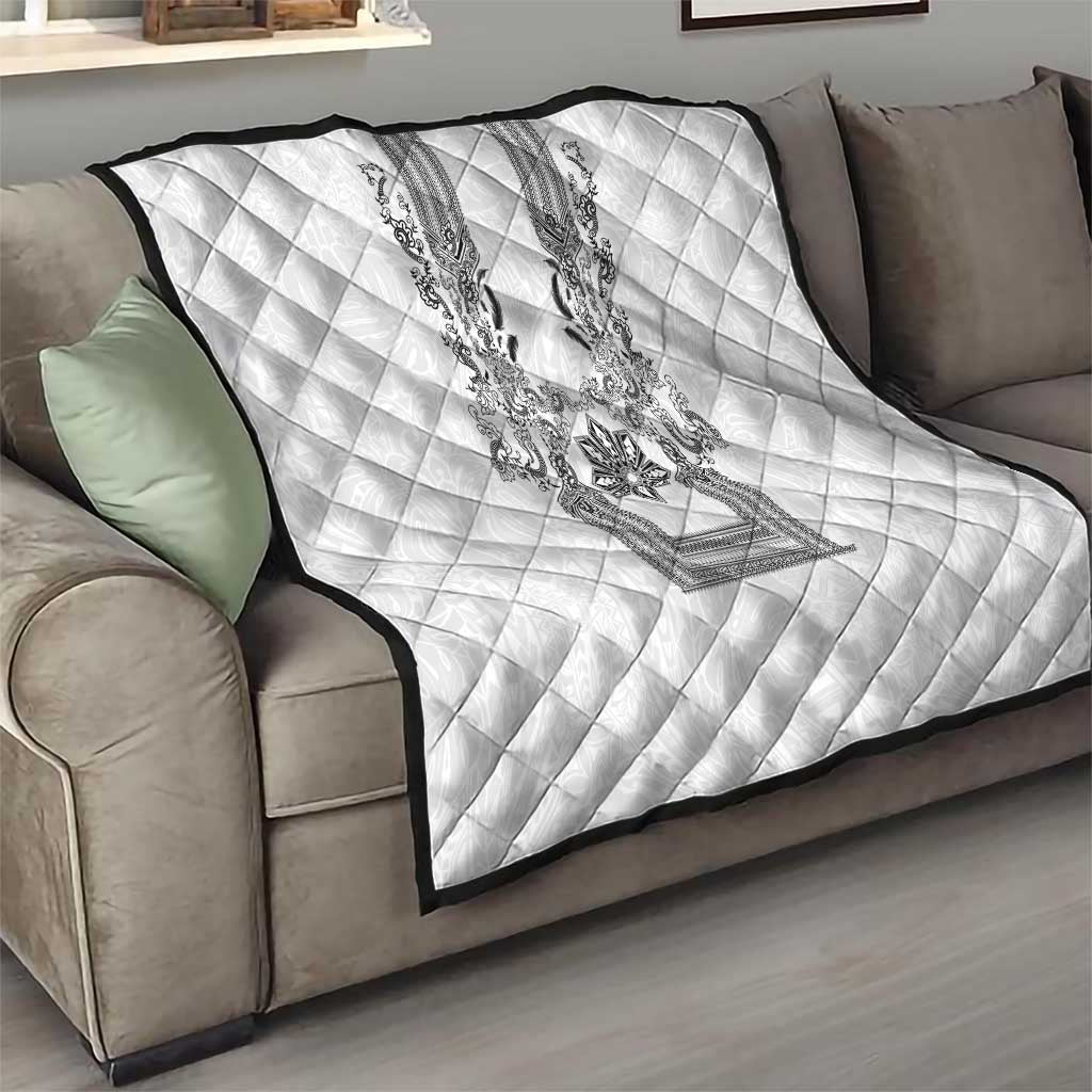 Philippines Barong Style Quilt with Polynesian Art and Leaf Motif Black-White Color LT03 - Polynesian Pride