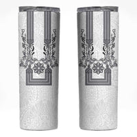 Philippines Barong Style Skinny Tumbler with Polynesian Art and Leaf Motif Black-White Color