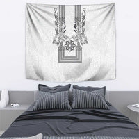 Philippines Barong Style Tapestry with Polynesian Art and Leaf Motif Black-White Color LT03 - Polynesian Pride