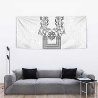 Philippines Barong Style Tapestry with Polynesian Art and Leaf Motif Black-White Color LT03 - Polynesian Pride