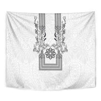 Philippines Barong Style Tapestry with Polynesian Art and Leaf Motif Black-White Color LT03 - Polynesian Pride
