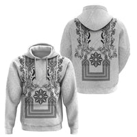 Philippines Barong Style Zip Hoodie with Polynesian Art and Leaf Motif Black-White Color LT03 - Polynesian Pride