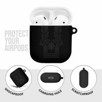 Philippines Barong Style AirPods Case with Polynesian Art and Leaf Motif Black Color