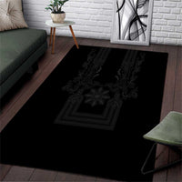 Philippines Barong Style Area Rug with Polynesian Art and Leaf Motif Black Color