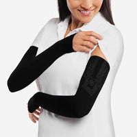 Philippines Barong Style Arm Sleeves with Polynesian Art and Leaf Motif Black Color