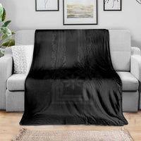 Philippines Barong Style Blanket with Polynesian Art and Leaf Motif Black Color