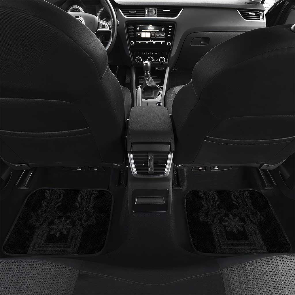 Philippines Barong Style Car Mats with Polynesian Art and Leaf Motif Black Color