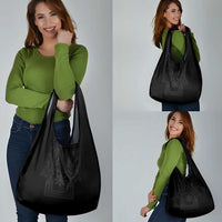 Philippines Barong Style Grocery Bag with Polynesian Art and Leaf Motif Black Color